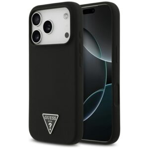 Guess Silicone Triangle Logo MagSafe - Etui iPhone 17 Pro (czarny)