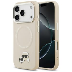 Karl Lagerfeld Karl & Choupette Pins MagSafe - Etui iPhone 17 Pro (beżowy)