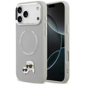 Karl Lagerfeld Karl & Choupette Pins MagSafe - Etui iPhone 17 Pro (szary)