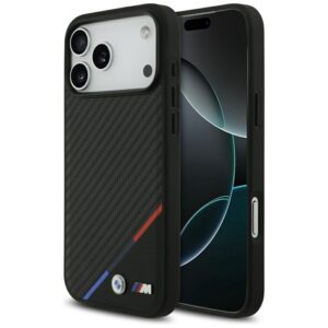 BMW M Carbon Tricolor Line MagSafe - Etui iPhone 17 Pro Max (czarny)