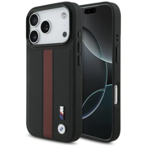 BMW M Perforated Stripe Logo MagSafe - Etui iPhone 17 Pro (czerwony)