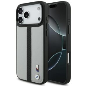 BMW M Perforated Stripe Logo MagSafe - Etui iPhone 17 Pro Max (szary)