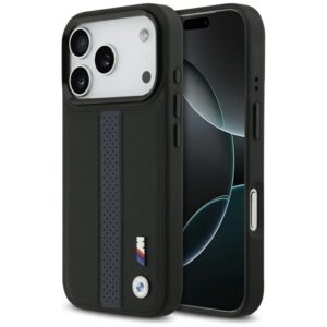 BMW M Perforated Stripe Logo MagSafe - Etui iPhone 17 Pro (niebieski)