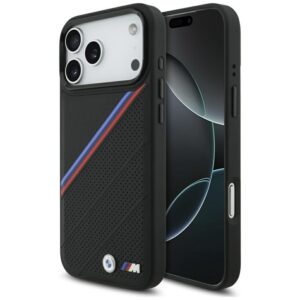 BMW M Tricolor Metal Logo MagSafe - Etui iPhone 17 Pro Max (czarny)