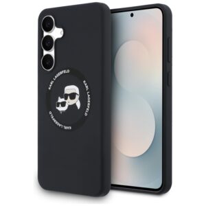 Karl Lagerfeld Silicone Karl & Choupette Heads MagSafe - Etui Samsung Galaxy S25 FE (czarny)