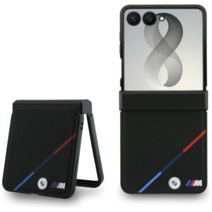 BMW M Leather Perforated Tricolor Stripe Metal Logos MagSafe - Etui Samsung Galaxy Z Flip 8 (czarny)