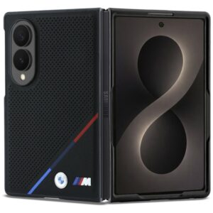 BMW M Leather Perforated Tricolor Stripe Metal Logos MagSafe - Etui Samsung Galaxy Z Fold 8 (czarny)